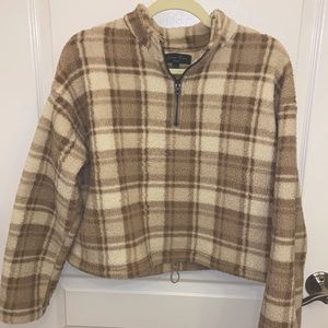 Love Tree plaid quarter zip pullover